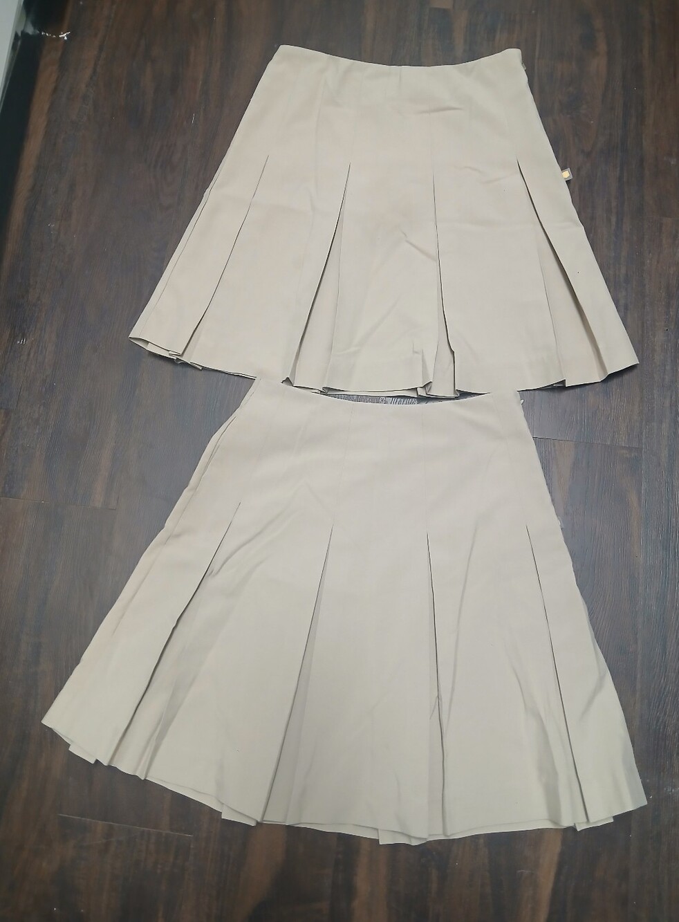 Girls' Khaki Pleated School Skirt - Classic A-Line